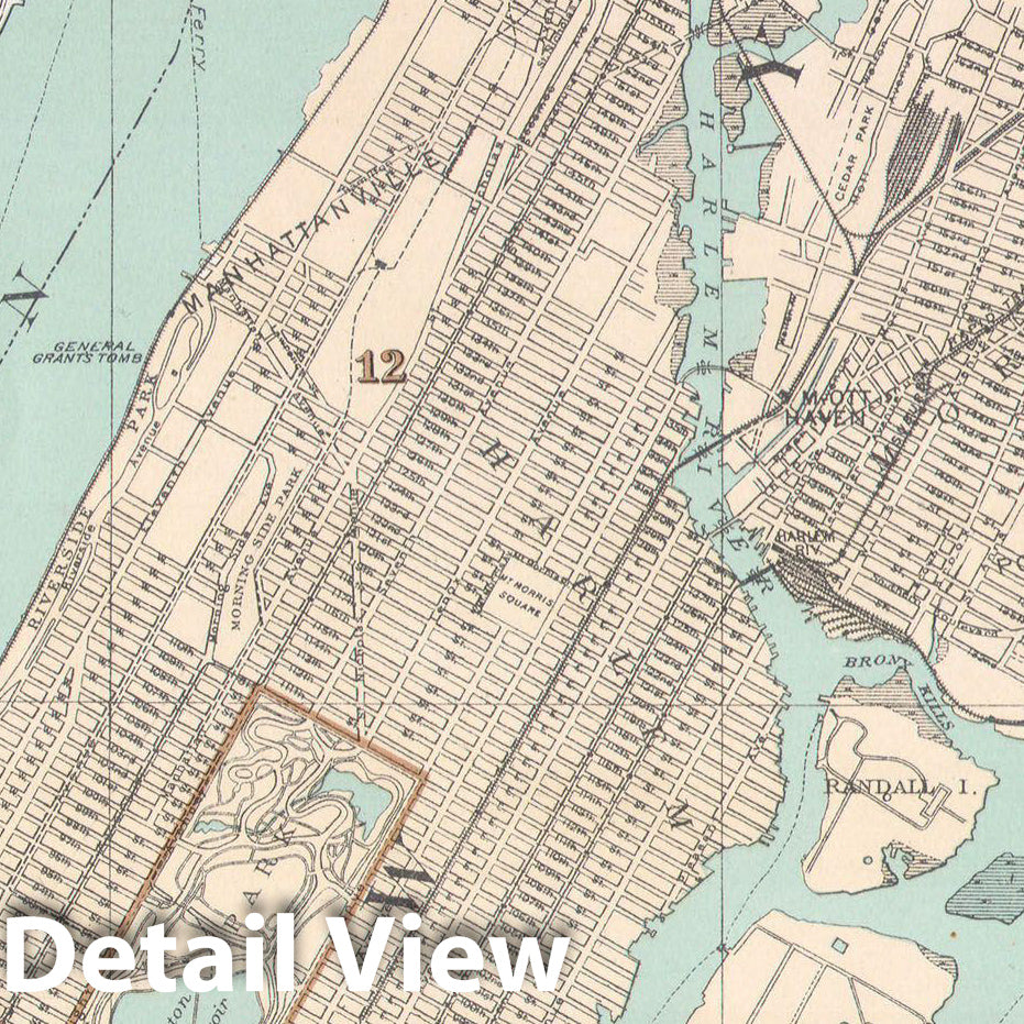 Historic Map : Bien Map of New York City (w Queens & The Bronx), 1895, Vintage Wall Art