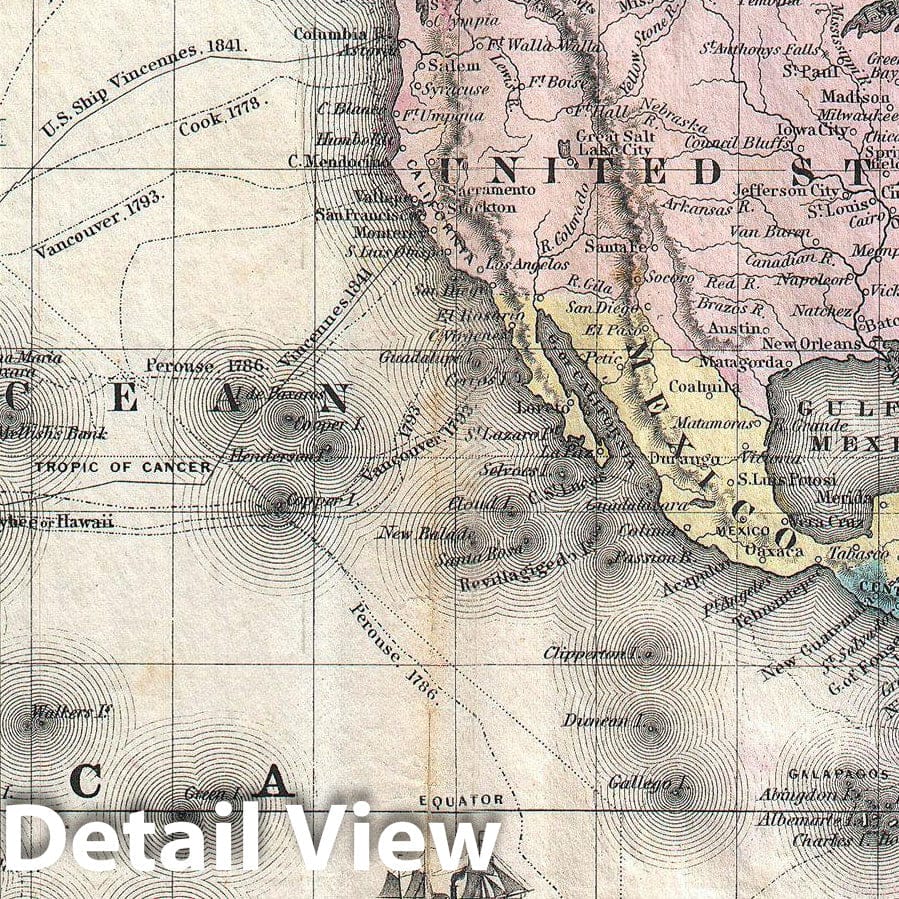 Historic Map : Colton's Map of The World on Mercator's Projection (Pocket Map), 1852, Vintage Wall Art