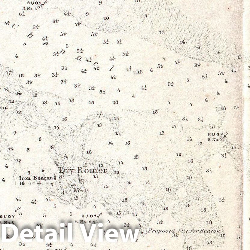 Historic Map : U.S. Coast Survey Map of The Romer and Flynn's Shoals Near Coney Island, New York , 1853, Vintage Wall Art