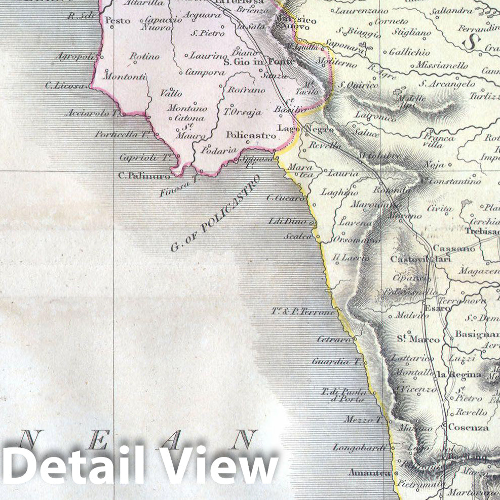 Historic Map : Thomson Map of Southern Italy (Naples & Sicily) , 1814, Vintage Wall Art