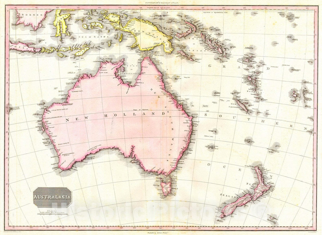 Historic Map : Pinkerton Map of Australia & New Zealand, 1818, Vintage Wall Art