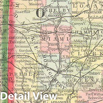 Historic Map : Mitchell's Map of Ohio and Indiana , 1860, Vintage Wall Art