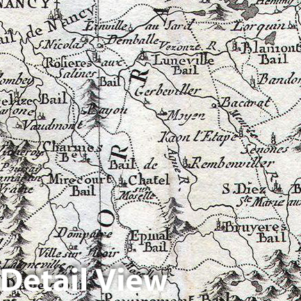 Historic Map : Bonne Map of Alsace & Lorainne, France, 1780, Vintage Wall Art