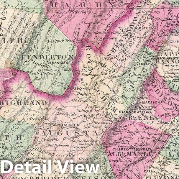 Historic Map : Johnson's Map of Virginia, Delaware, Maryland and West Virginia, 1864, Vintage Wall Art