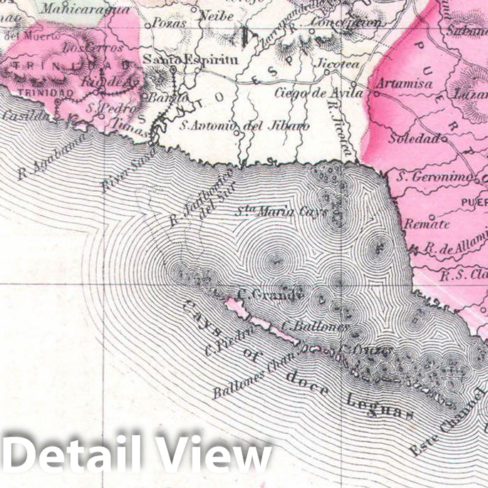 Historic Map : Johnson's Map of Cuba, Jamaica, The Bahamas & Puerto Rico , 1864, Vintage Wall Art