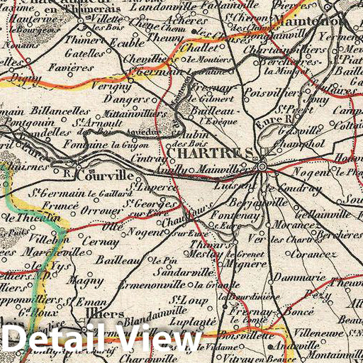 Historic Map : Levasseur Map of The Department D'Eure Et Loir, France (Loire Wine Region), 1852, Vintage Wall Art