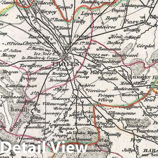 Historic Map : Levasseur Map of The Department L'Aube, France (Chaource Cheese Region), 1852, Vintage Wall Art