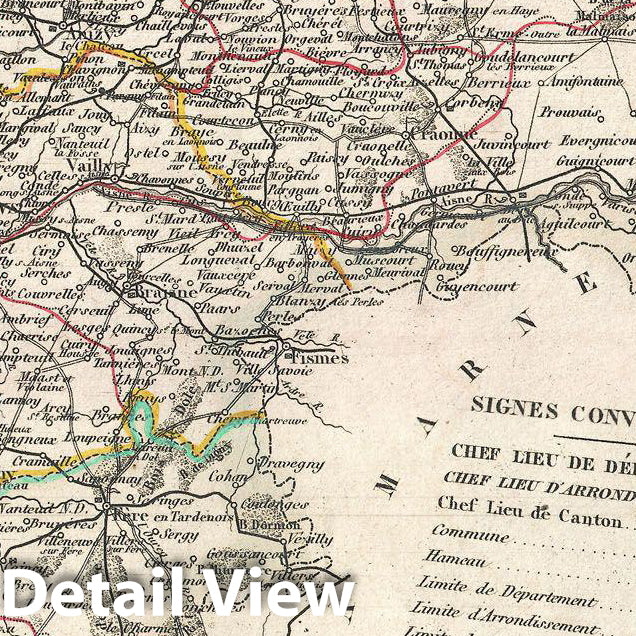 Historic Map : Levasseur Map of The Department L'Aisne, France, 1852, Vintage Wall Art