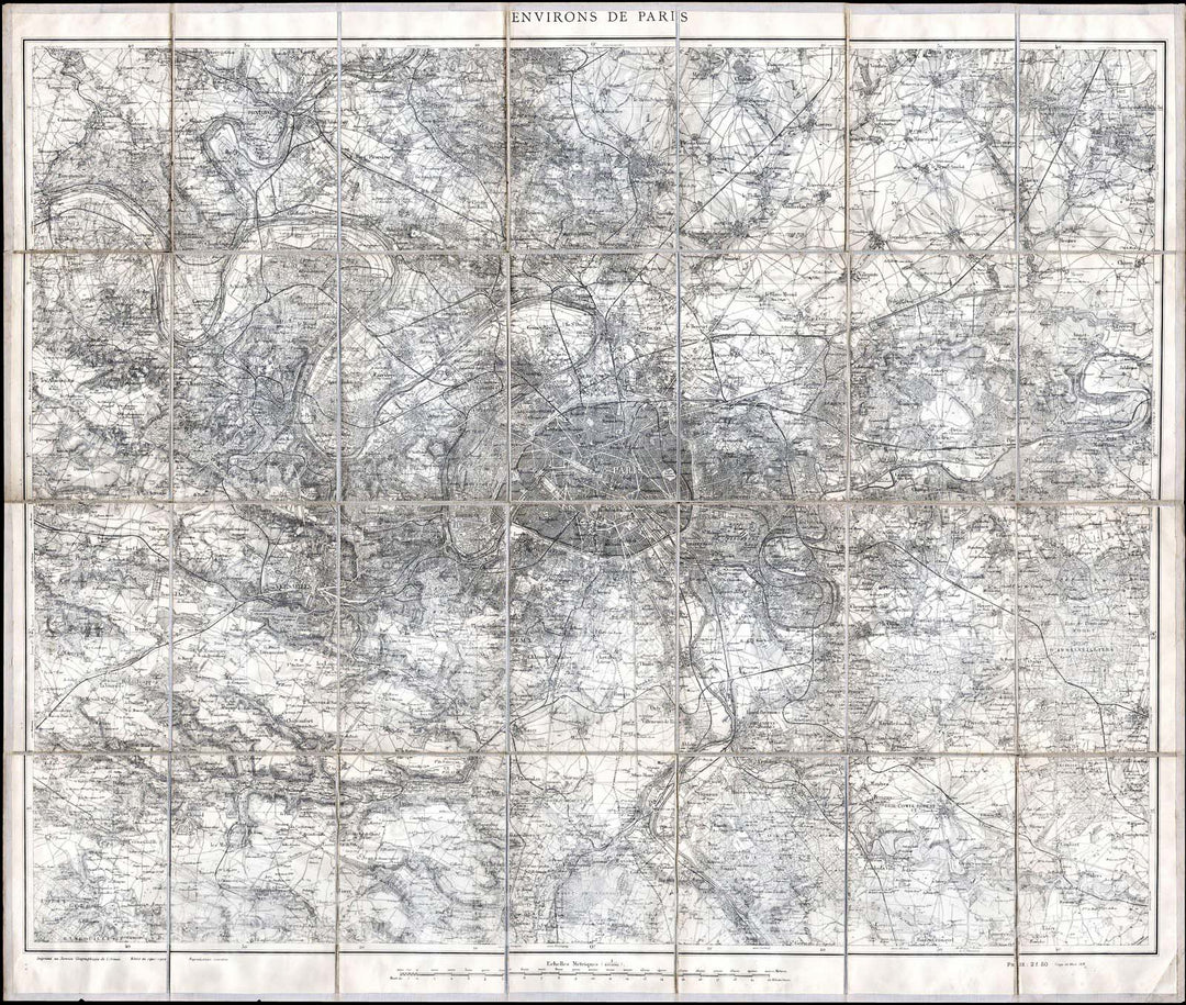 Historic Map : L'Armee Case Map of Paris and Environs , 1902, Vintage Wall Art