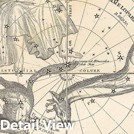 Historic Map : Burritt, Huntington Map of The Stars & Constellations of The Northern Hemisphere, 1856, Vintage Wall Art