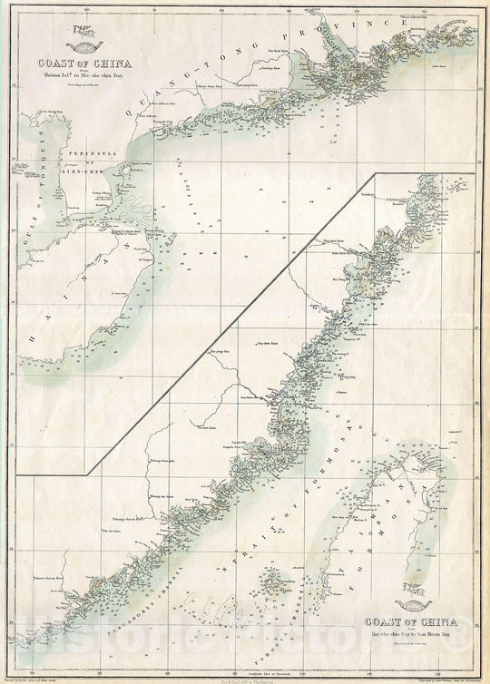 Historic Map : Cassell's Dispatch Atlas Map of Taiwan, Formosa & The Hainan Coast of China, 1863, Vintage Wall Art