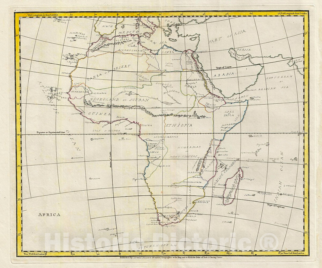 Historic Map : Manuscript Map of Africa, 1823, Vintage Wall Art