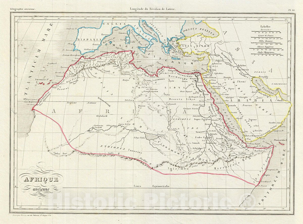 Historic Map : MalteBrun Map of Northern Africa in Antiquity, 1843, Vintage Wall Art