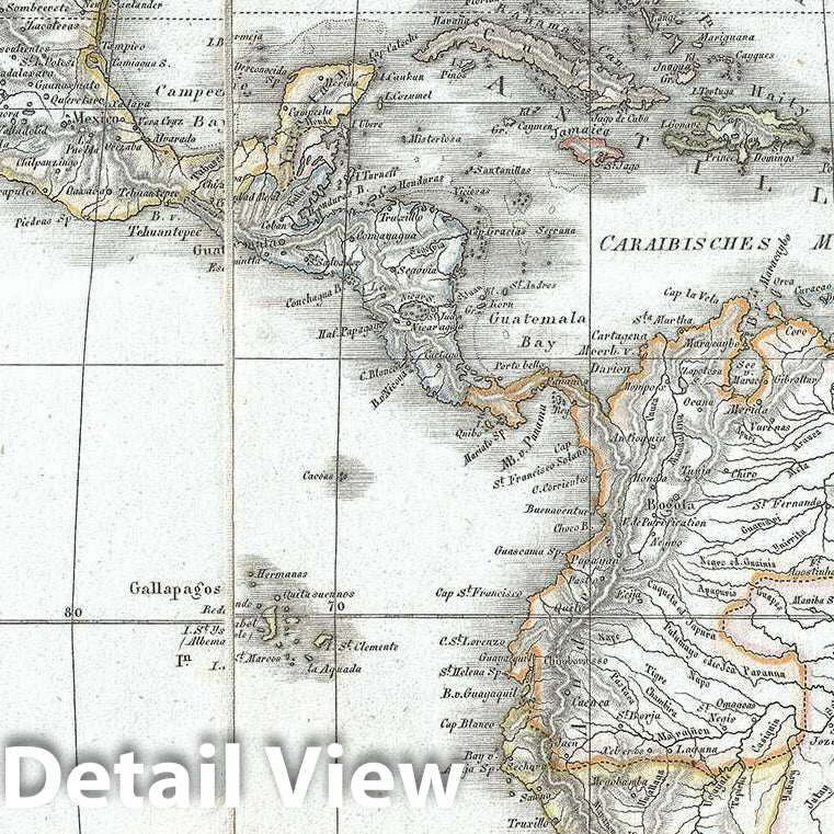 Historic Map : Weiland Map of North America and South America, 1828, Vintage Wall Art