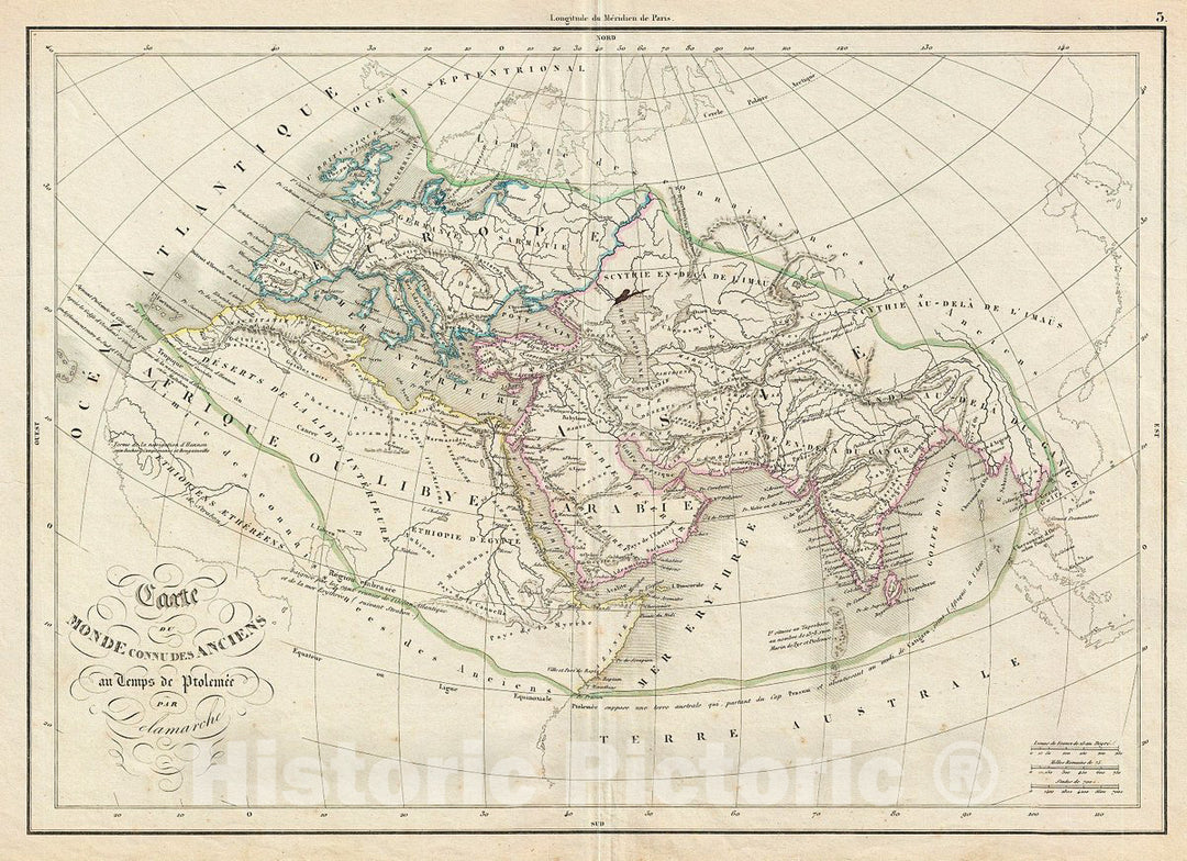 Historic Map : Delamarche Map of The Ancient World: Europe, Africa, Asia, Version 2, 1850, Vintage Wall Art