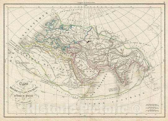 Historic Map : Delamarche Map of The Ancient World: Europe, Africa, Asia, Version 2, 1850, Vintage Wall Art