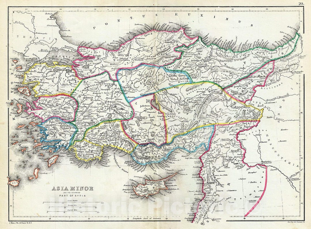 Historic Map : Hughes Map of Turkey or Asia Minor (Anatolia) in Antiquity, 1867, Vintage Wall Art