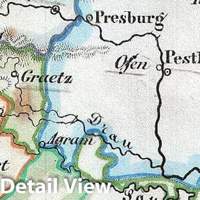 Historic Map : Lowenberg Whimsical Antique Map of Austria, 1846, Vintage Wall Art