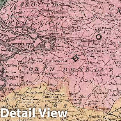 Historic Map : Burr Map of Holland (The Netherlands), Belgium and Luxemburg, 1831, Vintage Wall Art