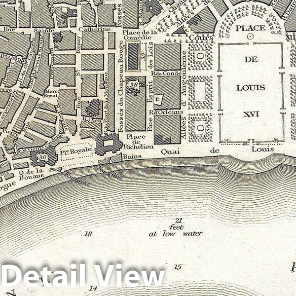 Historic Map : S.D.U.K. Subscriber's Edition Map or City Plan of Bordeaux, France, 1832, Vintage Wall Art