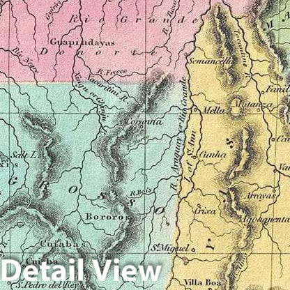 Historic Map : Burr Map of Brazil, Guyana, Paraguay and Uruguay, 1834, Vintage Wall Art