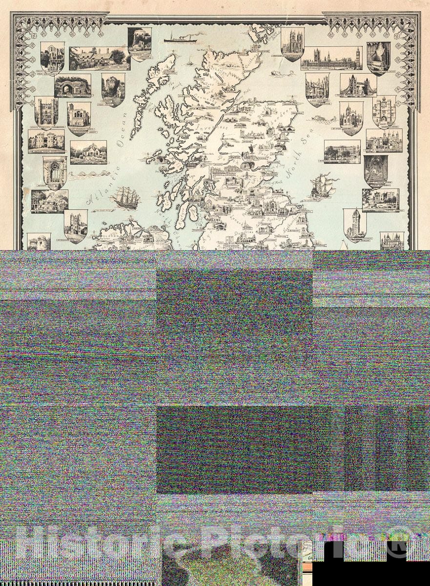 Historic Map : Ernest Dudley Chase Pictorial Map of The British Isles: England, Scotland, Ireland, 1935, Vintage Wall Art