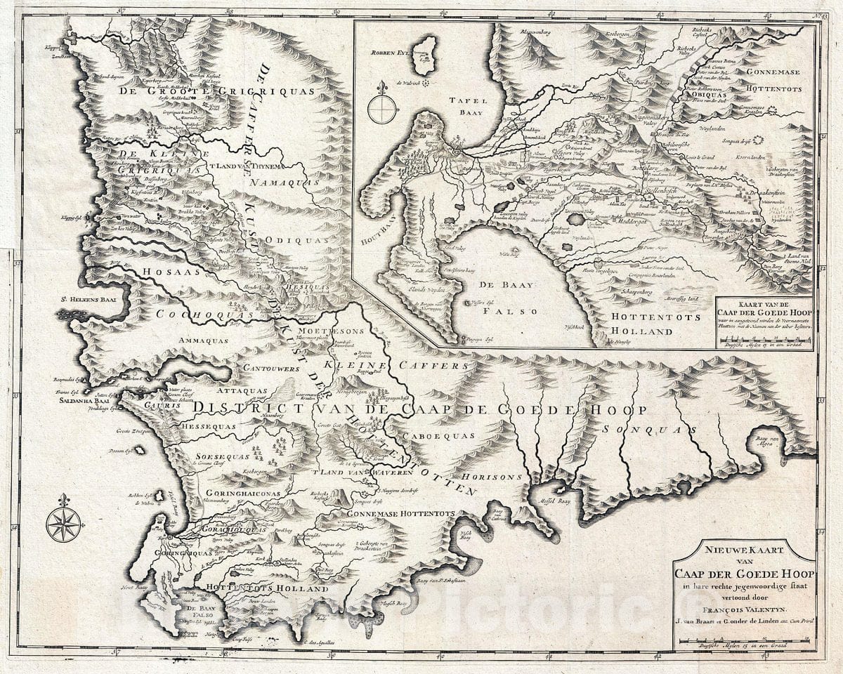 Historic Map : Valentijn Map of The Cape of Good Hope, South Africa, 1726, Vintage Wall Art