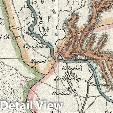 Historic Map : Map of The Khwarezm Oasis in Uzbekistan (Khiva), 1808, Vintage Wall Art