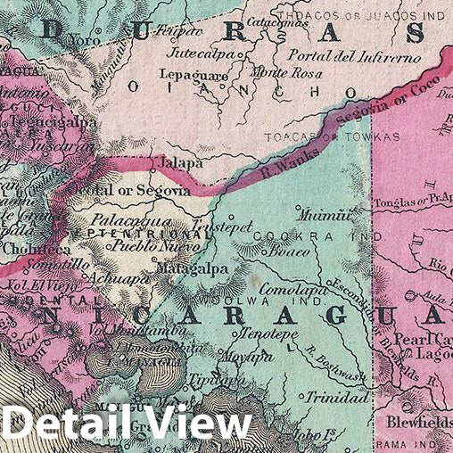 Historic Map : Johnson Map of Central America, 1863, Vintage Wall Art