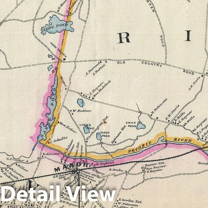 Historic Map : Hyde Map of Central and Eastern Long Island (Suffolk County, Riverhead, Quogue, West Hampton), 1896, Vintage Wall Art