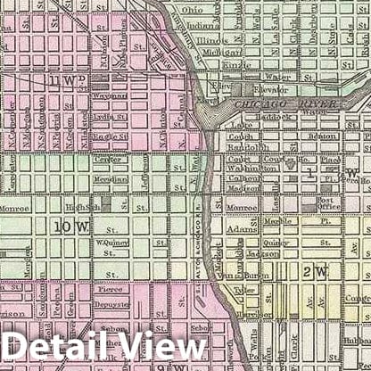 Mitchell Plan or Map: Chicago, Illinois (IL), 1890 - Historic Wall Art