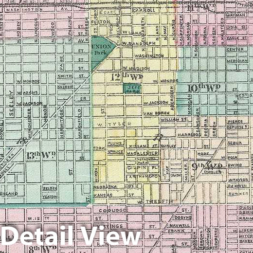 Historic Map : Warner and Beers Map of Chicago, 1875, Vintage Wall Art