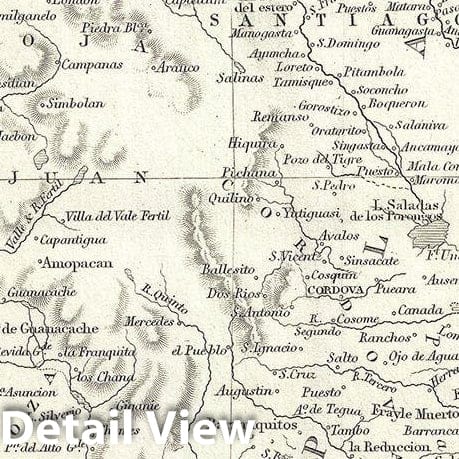 Historic Map : Black Map of Chile, La Plata (Argentine Republic) and Bolivia, 1844, Vintage Wall Art