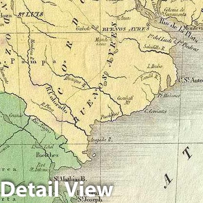 Historic Map : Burr Map of Chile and Patagonia (Argentina), 1833, Vintage Wall Art