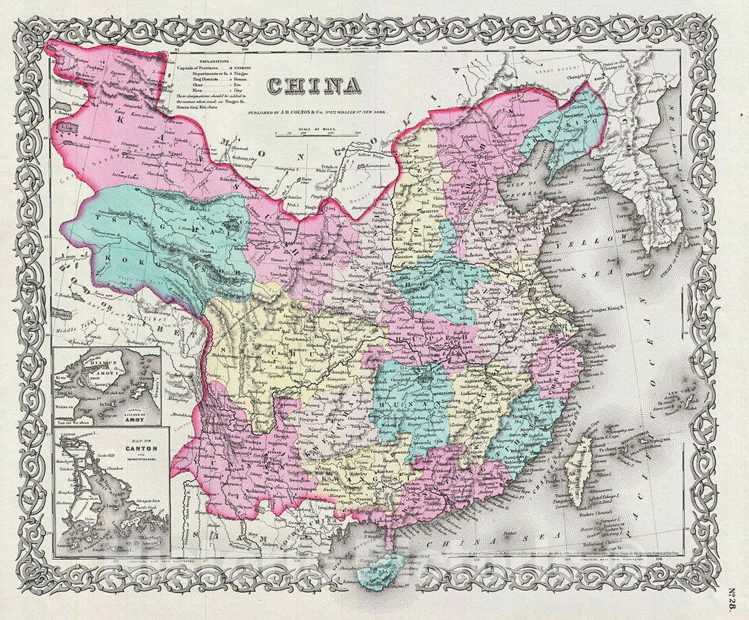 Historic Map : Colton Map of China, Taiwan, and Korea, 1856, Vintage Wall Art