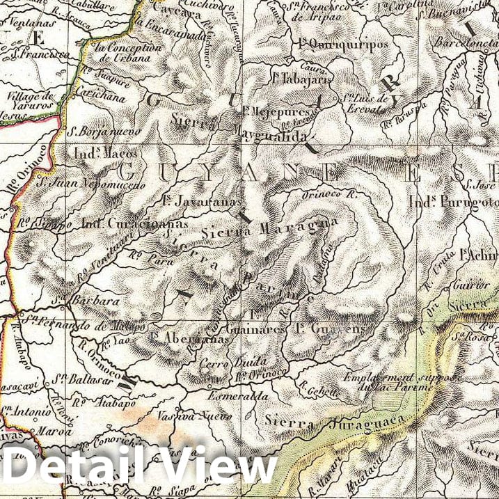 Historic Map : Lapie Map of Columbia,Venezuela, and Guyana, 1828, Vintage Wall Art