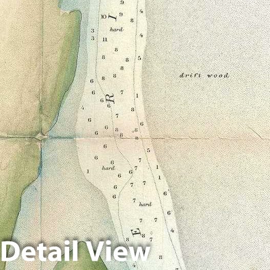 Historic Map : U.S. Coast Survey Chart or Map of The Coquille River and its Entrance, Oregon, 1861, Vintage Wall Art