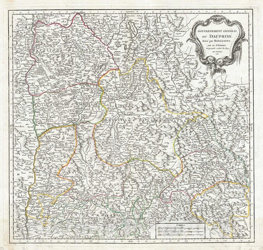 Historic Map : Vaugondy Antique Map of The Dauphine Region of France (French Riviera), 1751, Vintage Wall Art