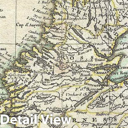 Historic Map : Bonne Map of Scotland, 1771, Vintage Wall Art