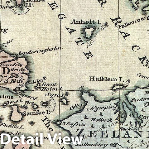 Historic Map : Bowen Map of Denmark, 1747, Vintage Wall Art