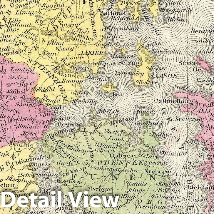 Historic Map : Mitchell Map of Denmark, Version 2, 1854, Vintage Wall Art