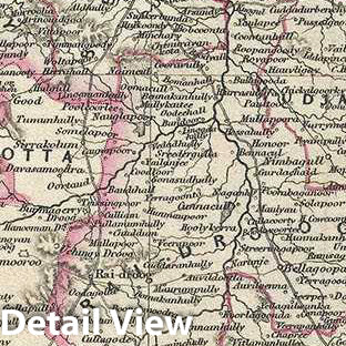 Historic Map : Pharoah Map of The District of Ballari, Karnataka, India, 1854, Vintage Wall Art