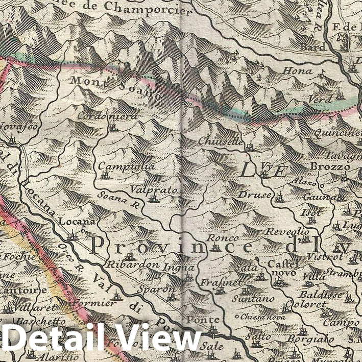 Historic Map : De L'isle Map of Piedmont, Italy, 1707, Vintage Wall Art