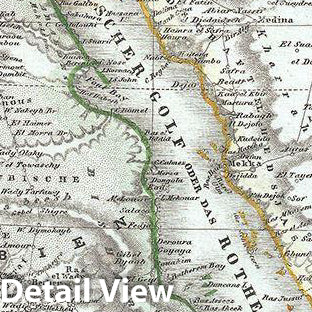 Historic Map : Meyer Map of Egypt, Arabia, Nubia and Syria, 1849, Vintage Wall Art