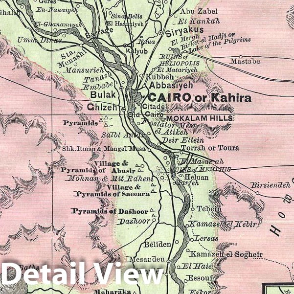 Historic Map : Rand McNally Map of Egypt, 1892, Vintage Wall Art