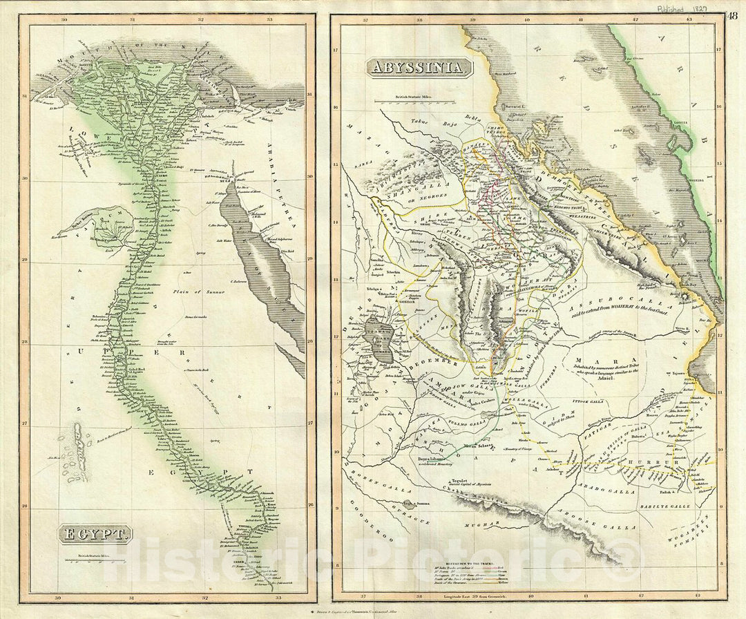 Historic Map : Thomson Map of Egypt and Abyssinia (Ethiopia), 1817, Vintage Wall Art