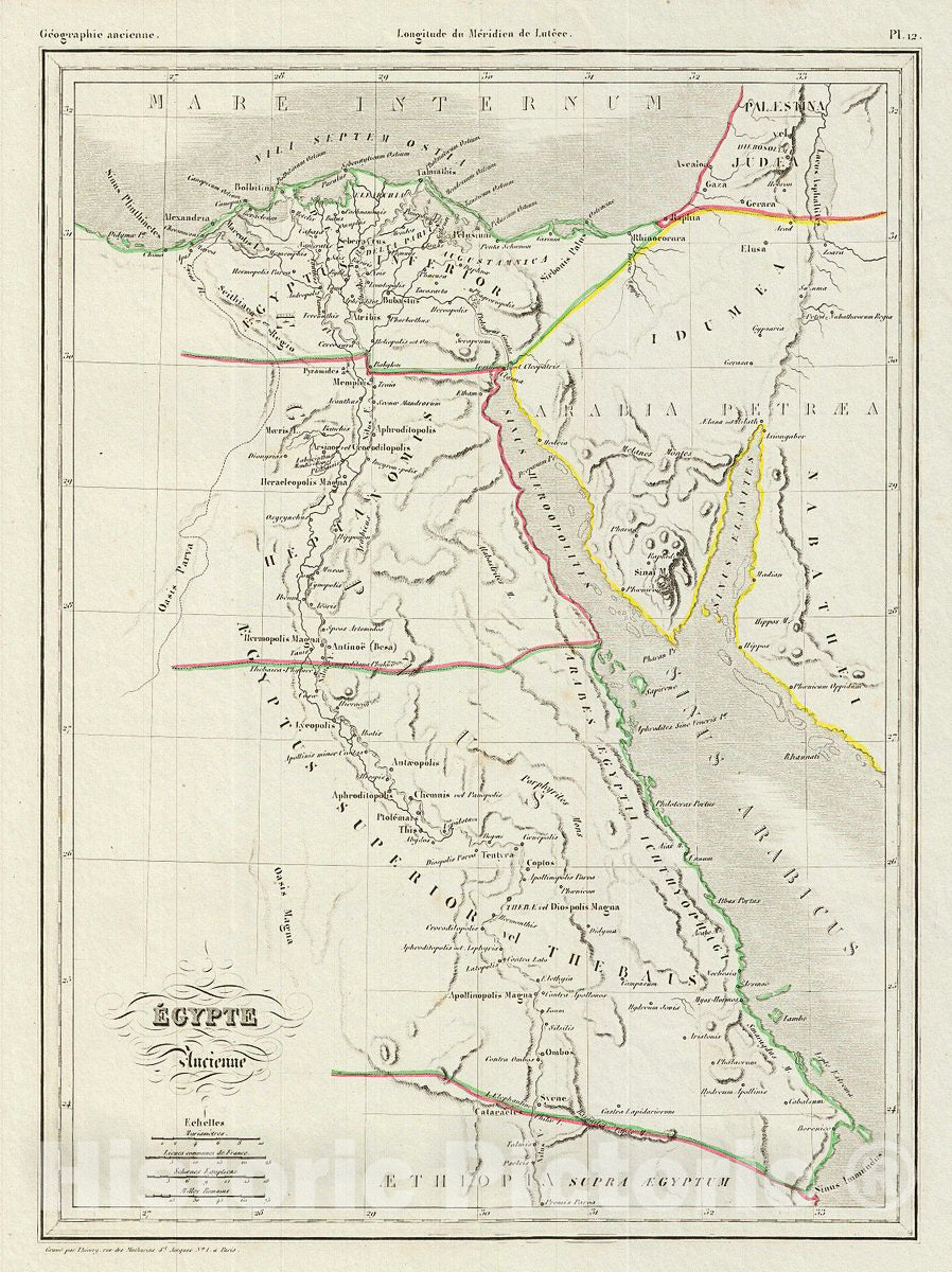 Historic Map : MalteBrun Map of Ancient Egypt, 1843, Vintage Wall Art