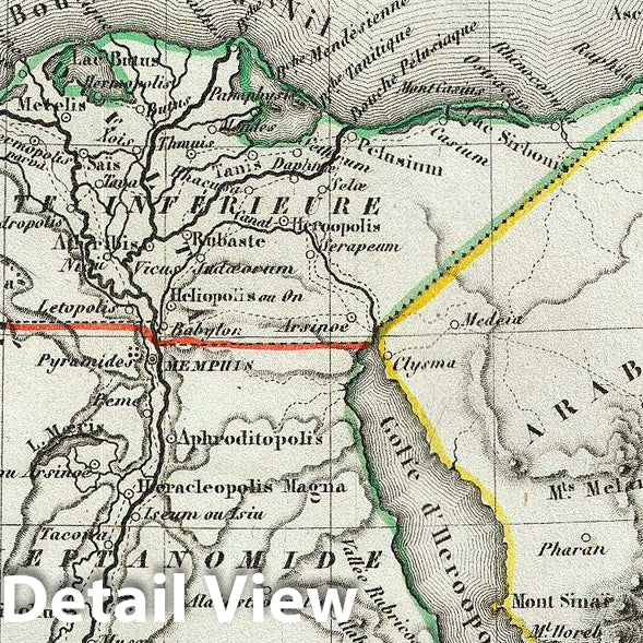 Historic Map : Dufour Map of Egypt and Palestine, 1852, Vintage Wall Art