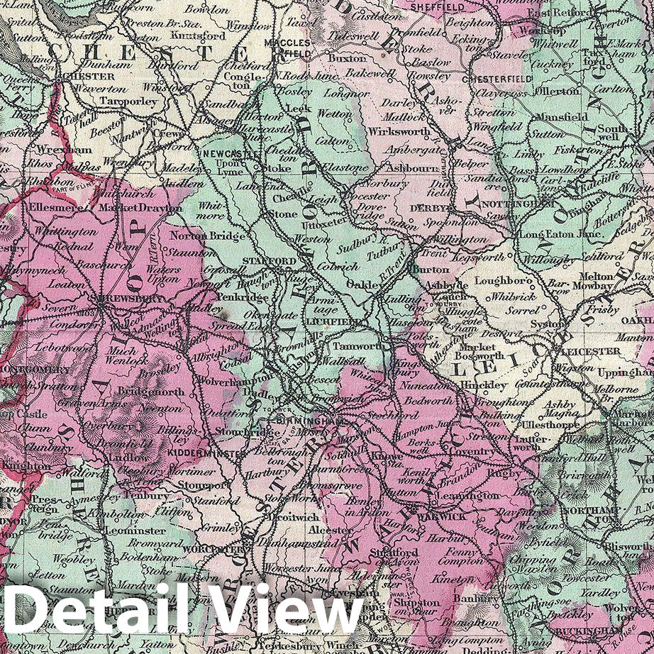 Historic Map : Johnson Map of England and Wales, Version 4, 1864, Vintage Wall Art