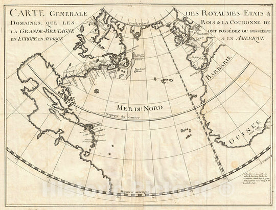 Historic Map : Rapin de Thoyras Map of English Dominions in America and Europe, 1724, Vintage Wall Art